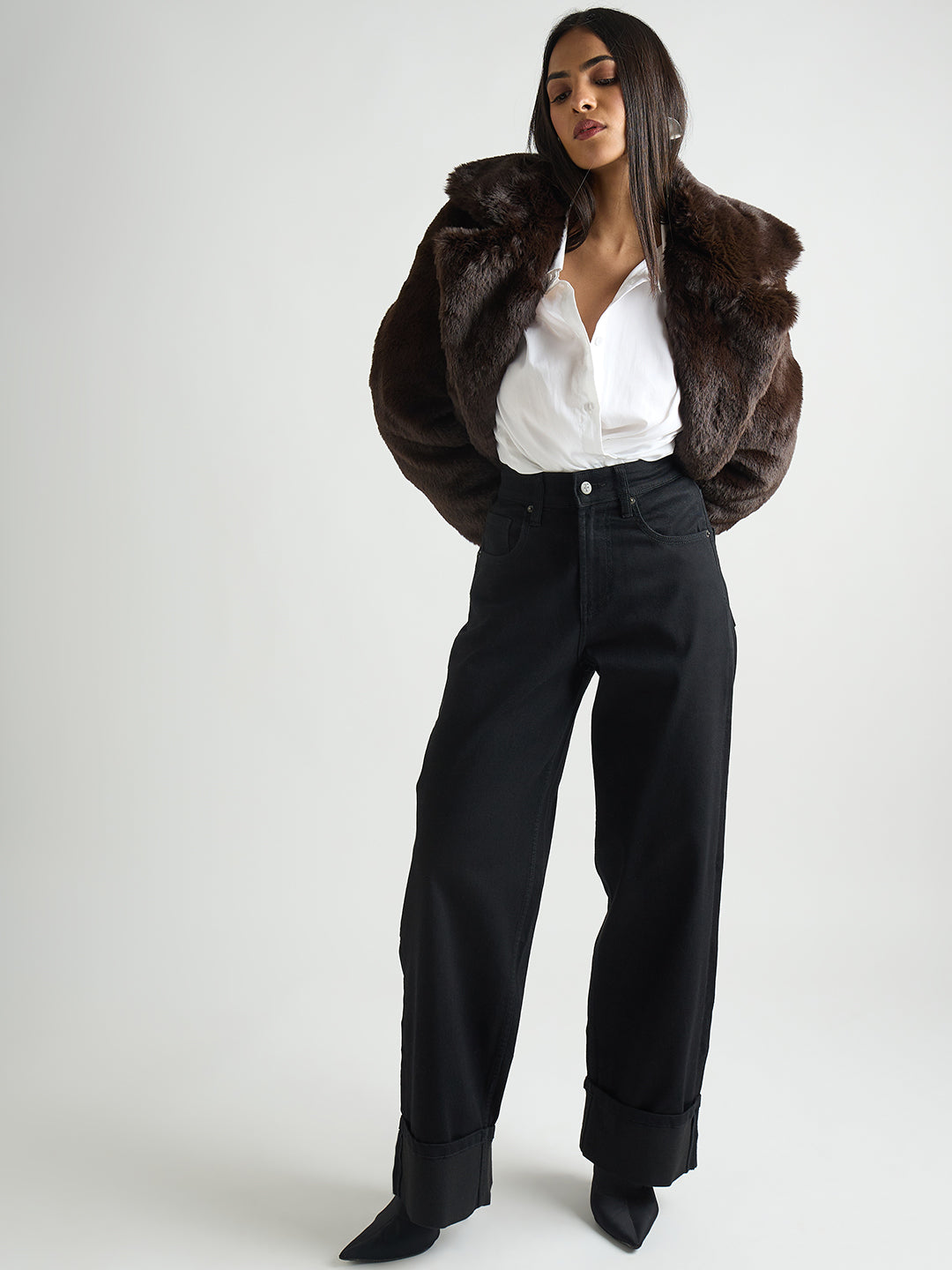 Coffee Brown Faux Fur Coat