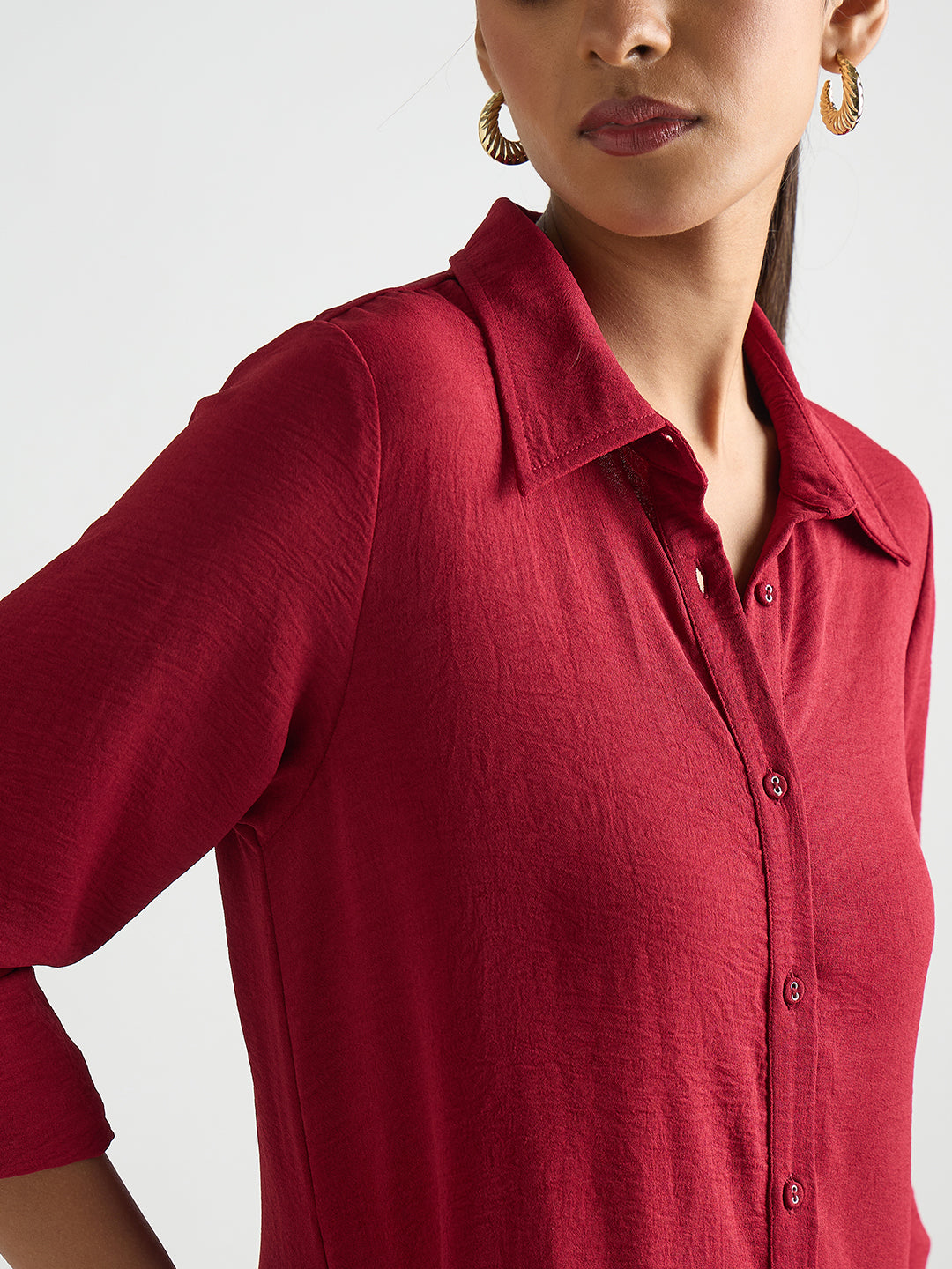 Deep Red Shirt Maxi Dress