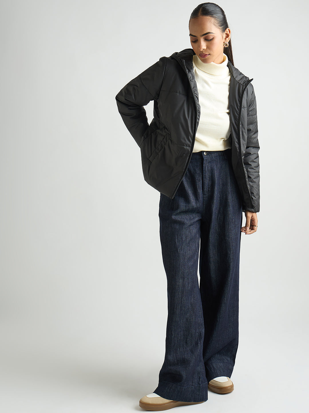 Black Hooded Puffer Jacket