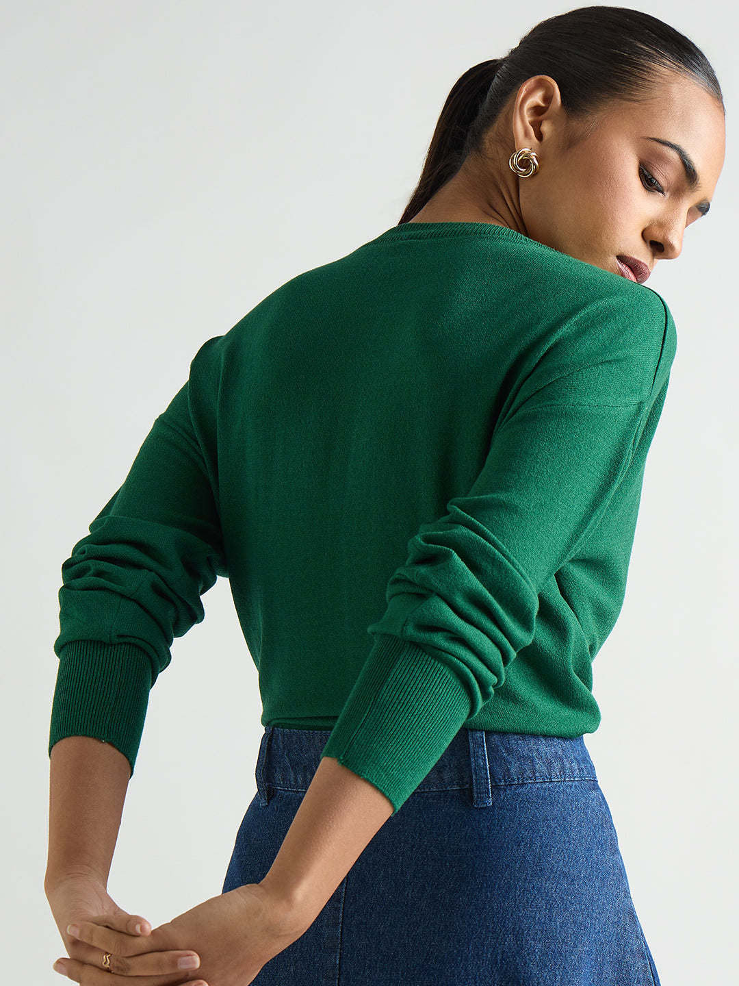 Bright Green Pintuck Detail Sweater