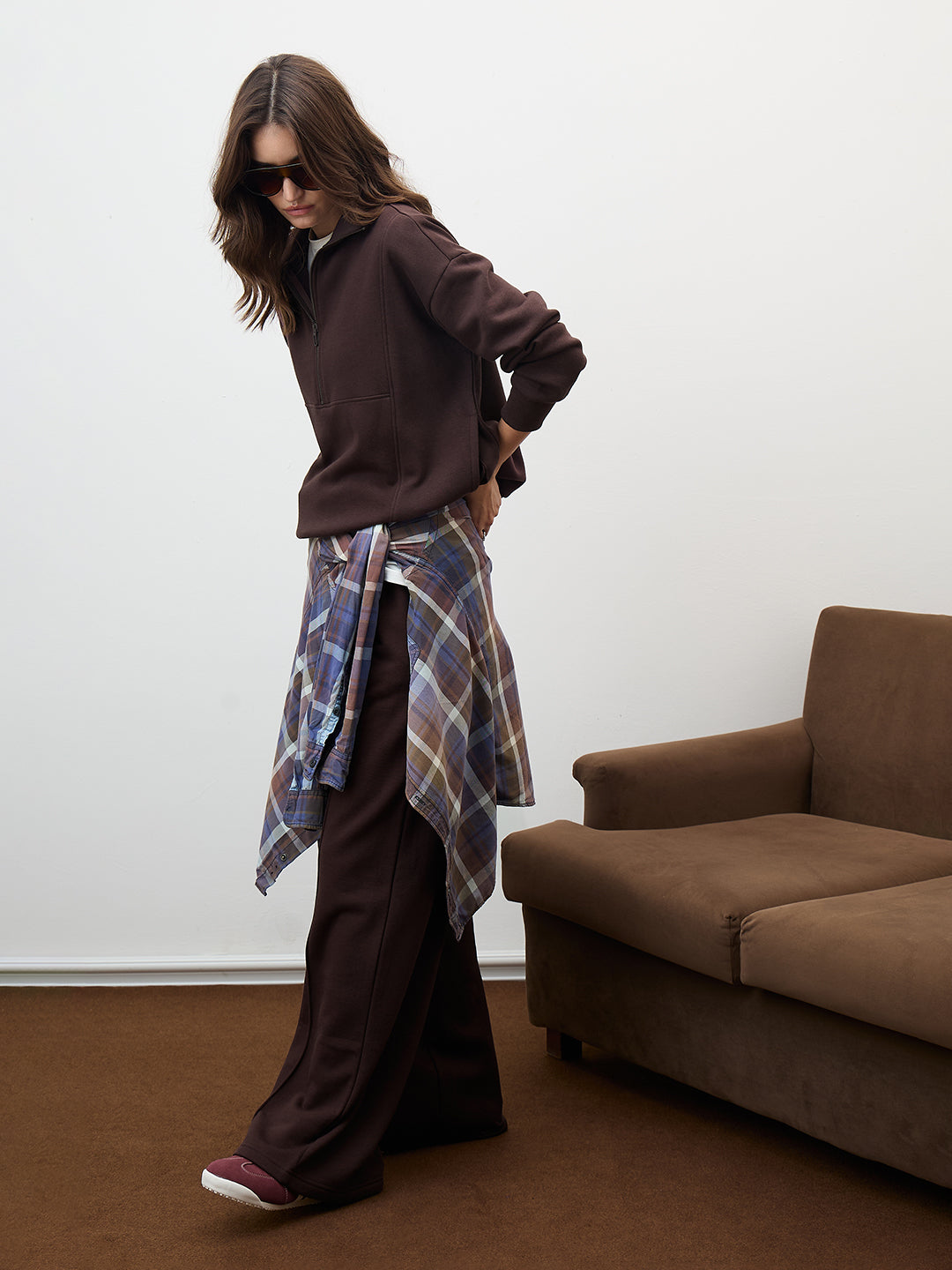 Mocha Wide Leg Fleece Trackpants