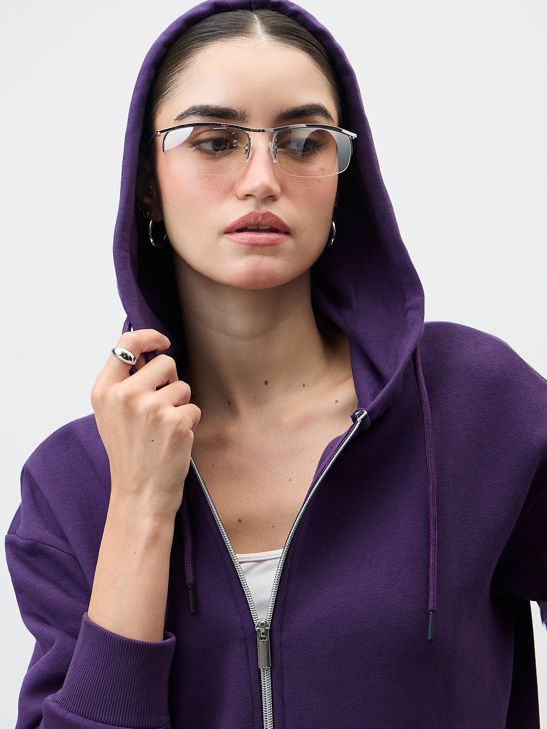 Purple Zip-Up Fleece Hoodie