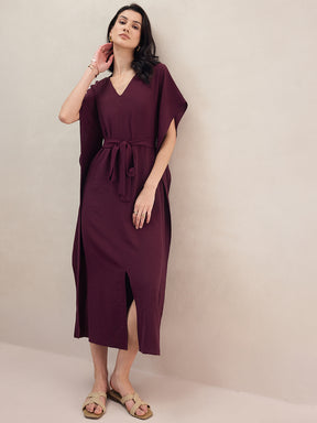 Wine Slit Detailed Maxi Dress