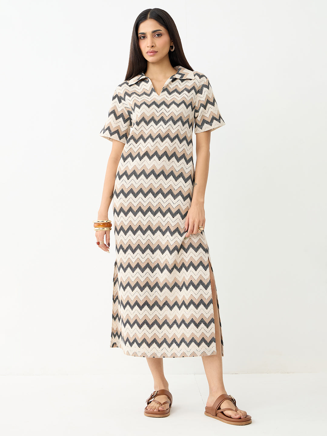 Multi Chevron Crochet Maxi Dress