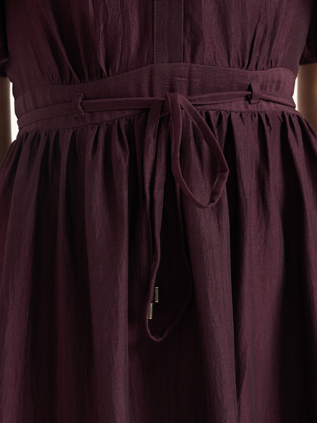Wine Flutter Sleeves Maxi Dress
