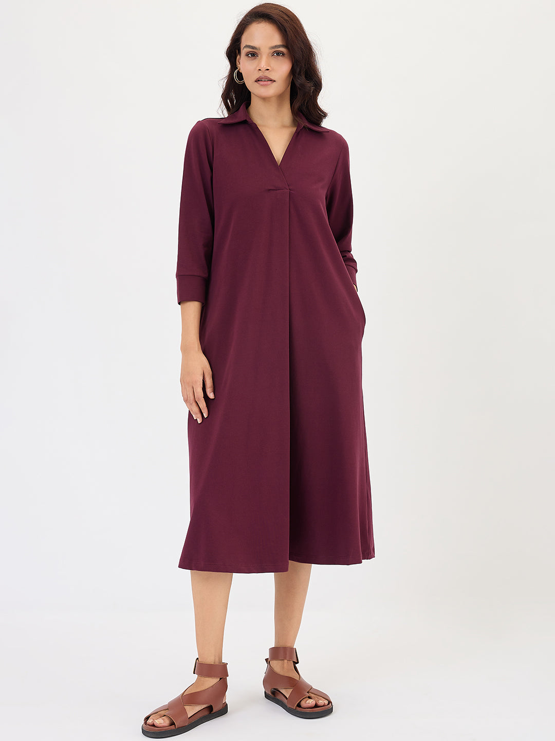 Wine A-Line Travel Dress