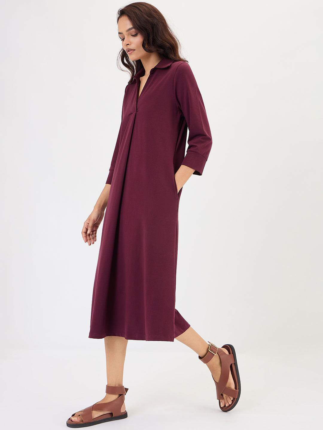 Wine A-Line Travel Dress