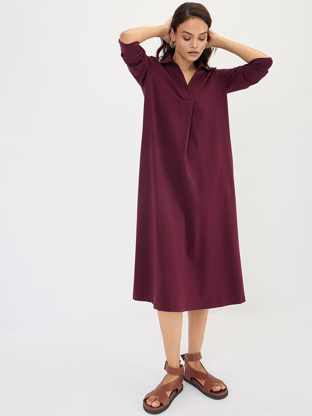 Wine A-Line Travel Dress
