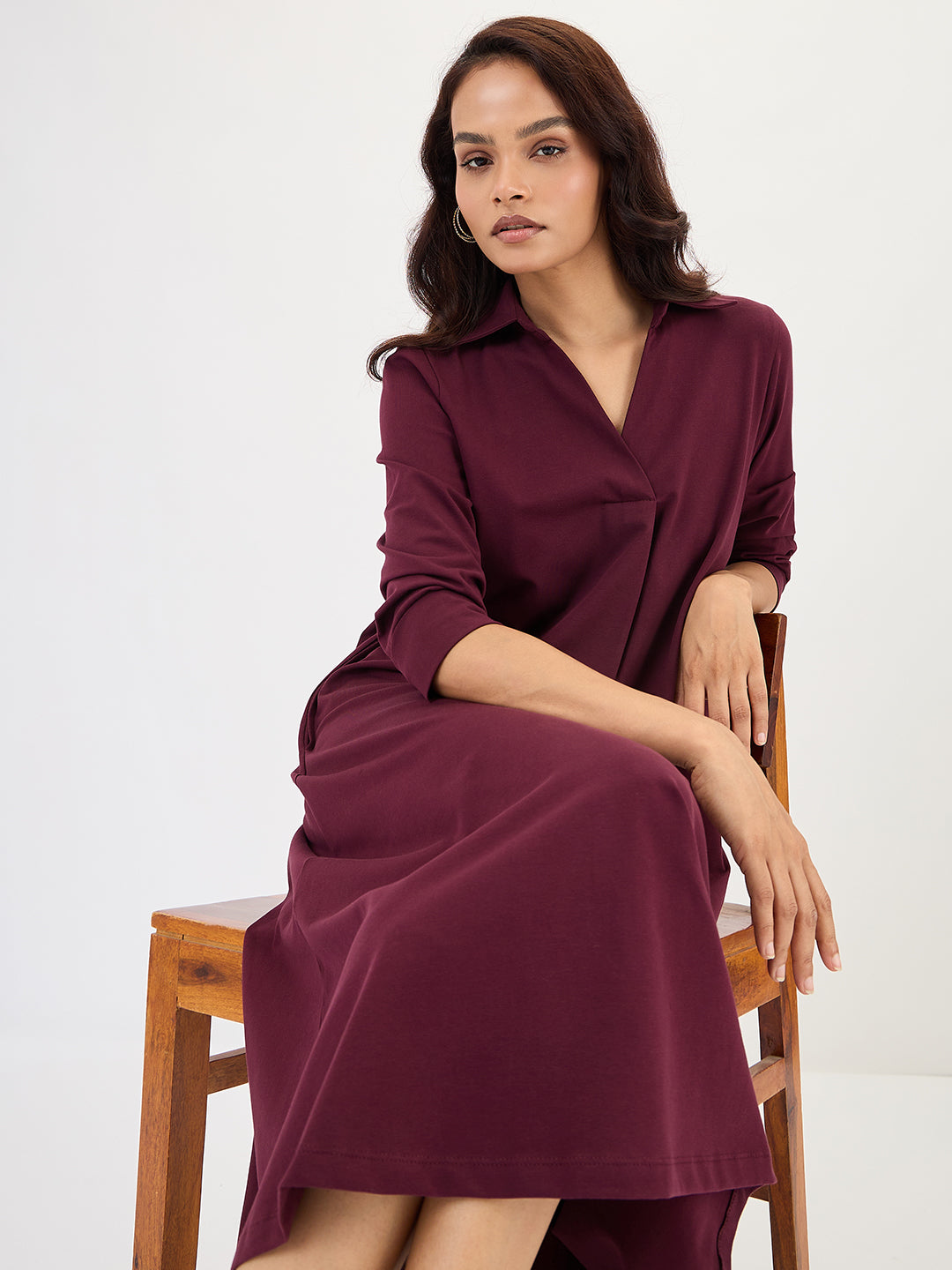 Wine A-Line Travel Dress