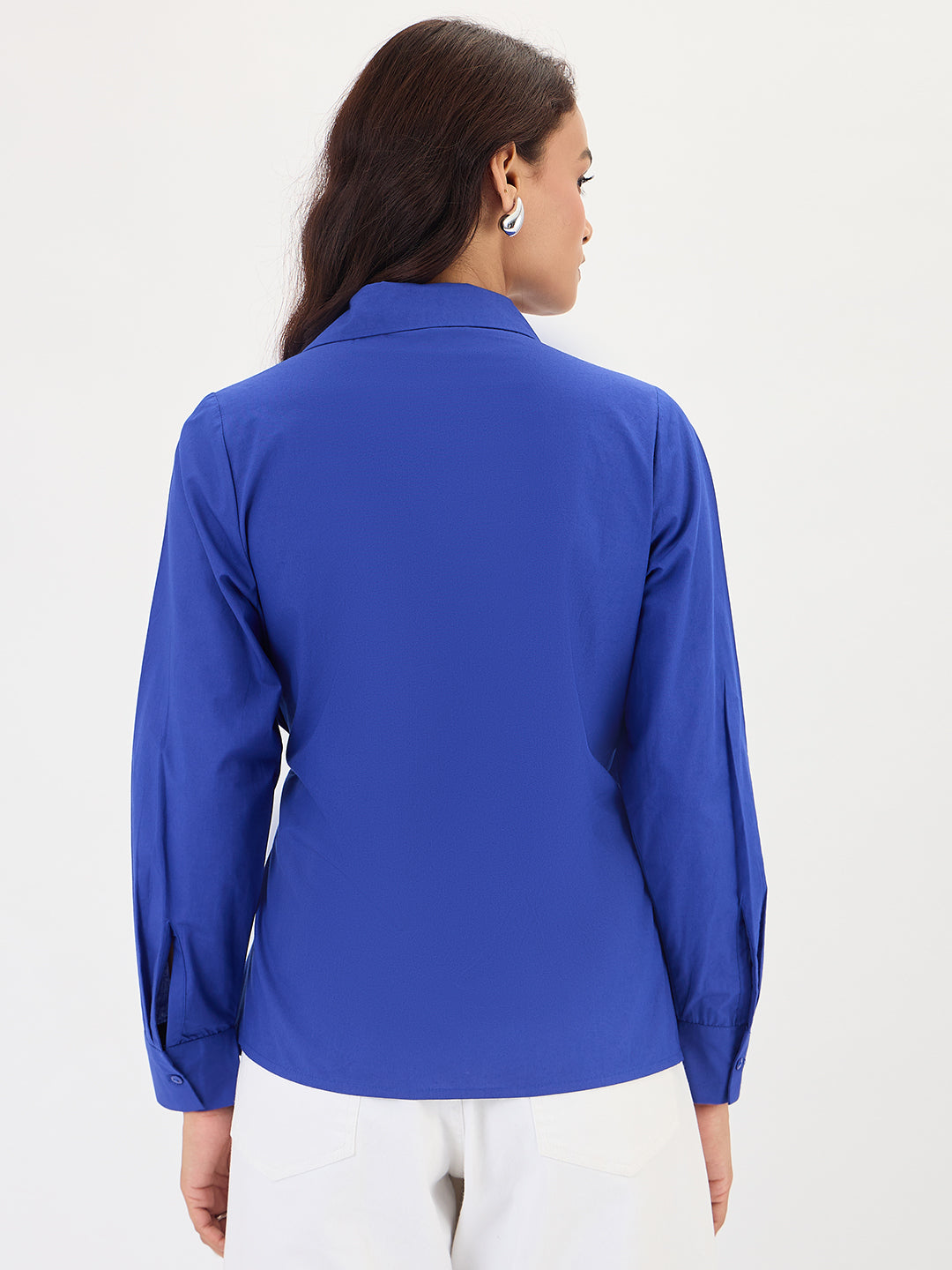 Royal Blue Poplin Wrap Top