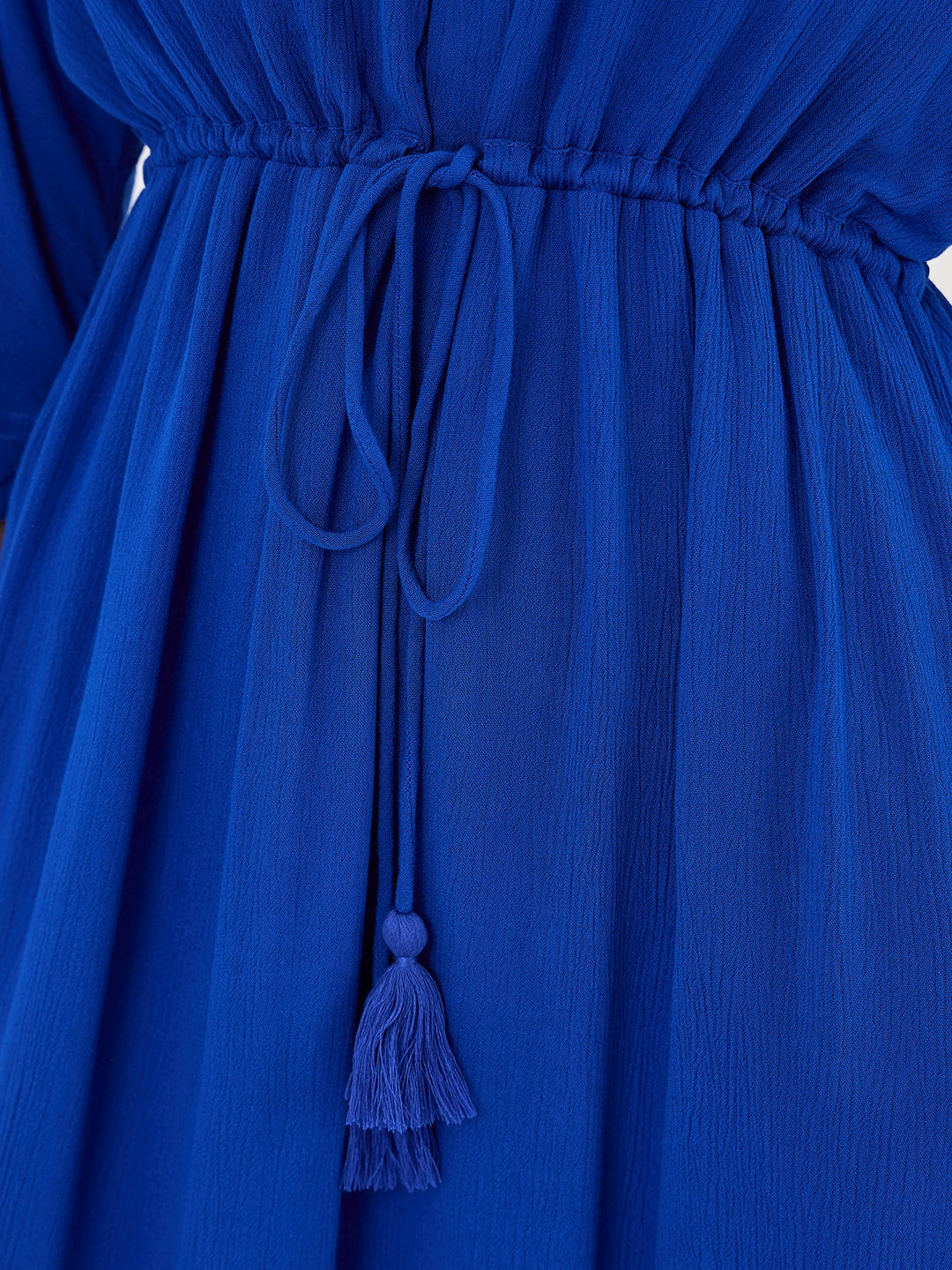 Royal Blue Crinkled Shirt Maxi Dress