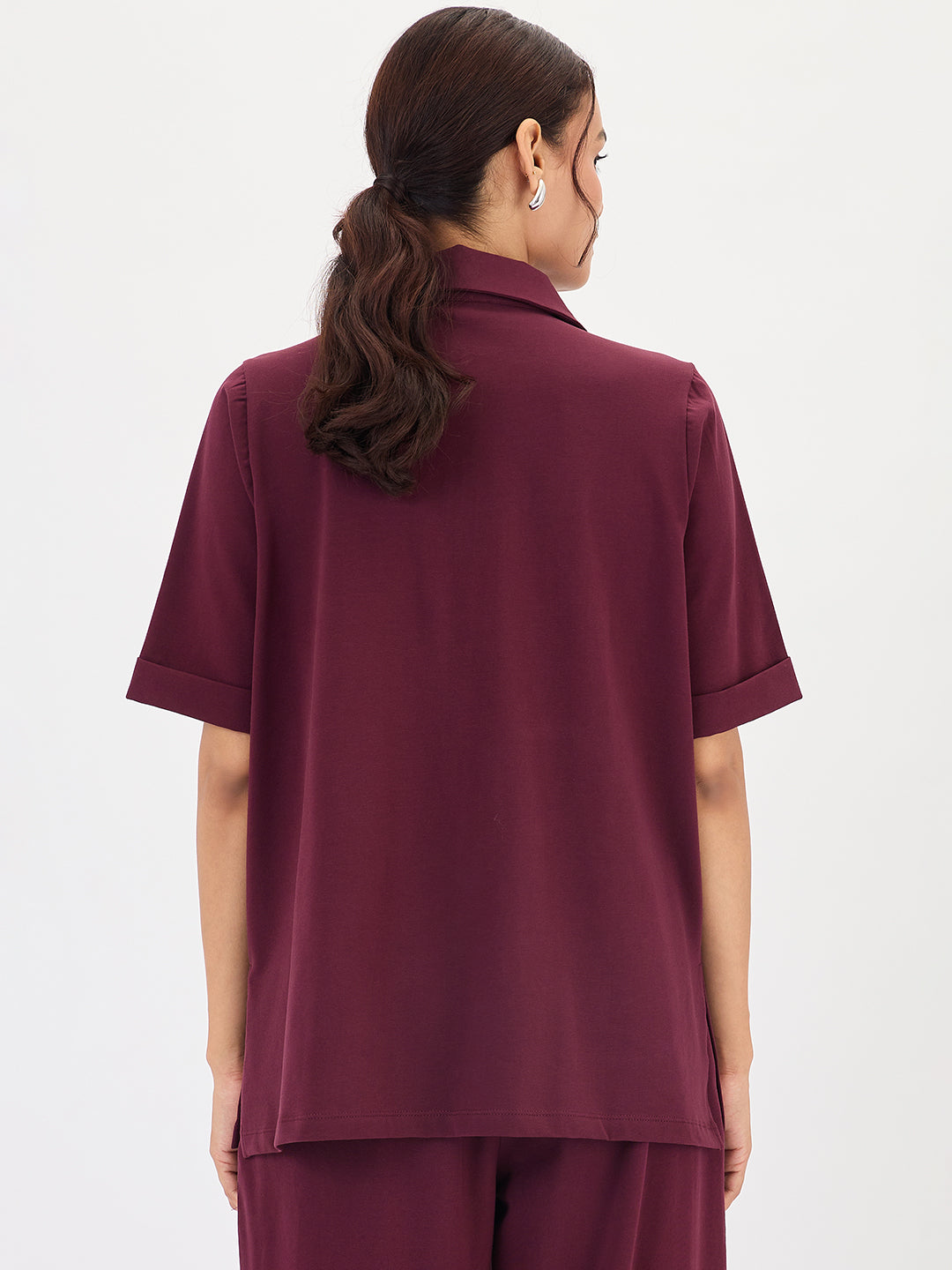 Wine Half Zip Up Travel Top
