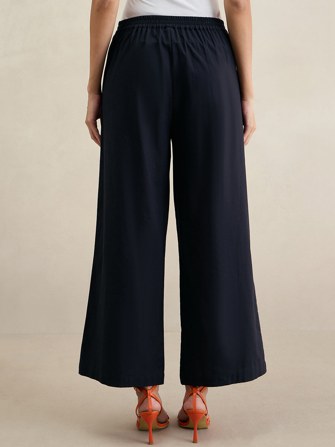 Black Cotton Straight Fit Pant