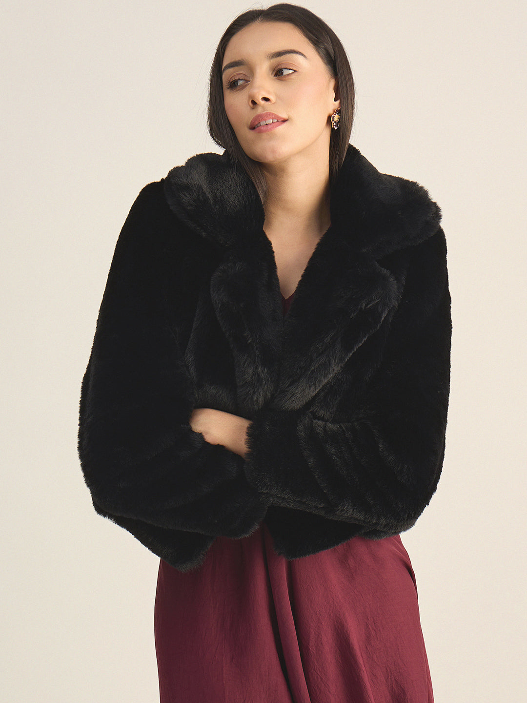 Black Faux Fur Coat