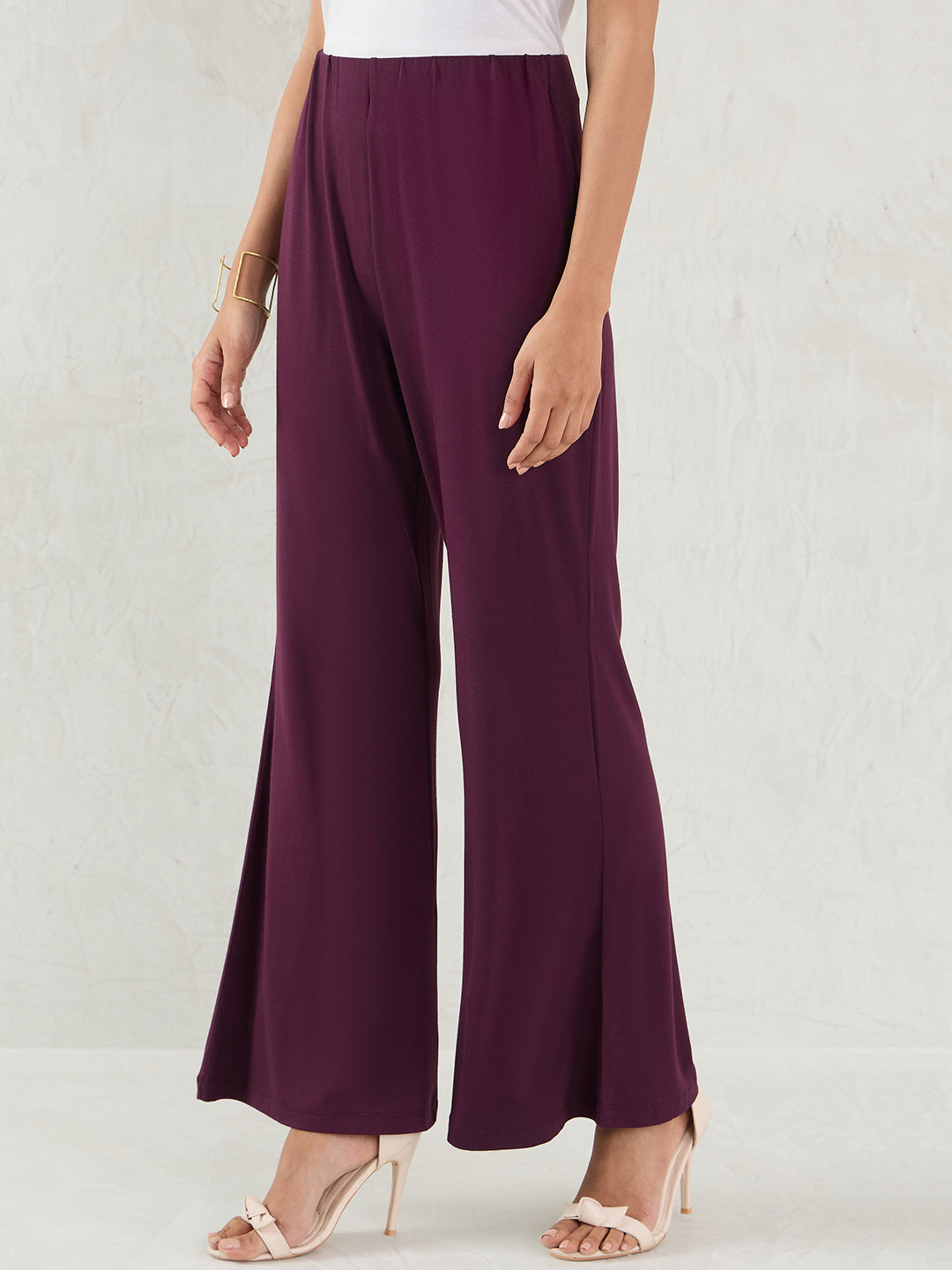 Bamboo Wine Knit Flared Pants