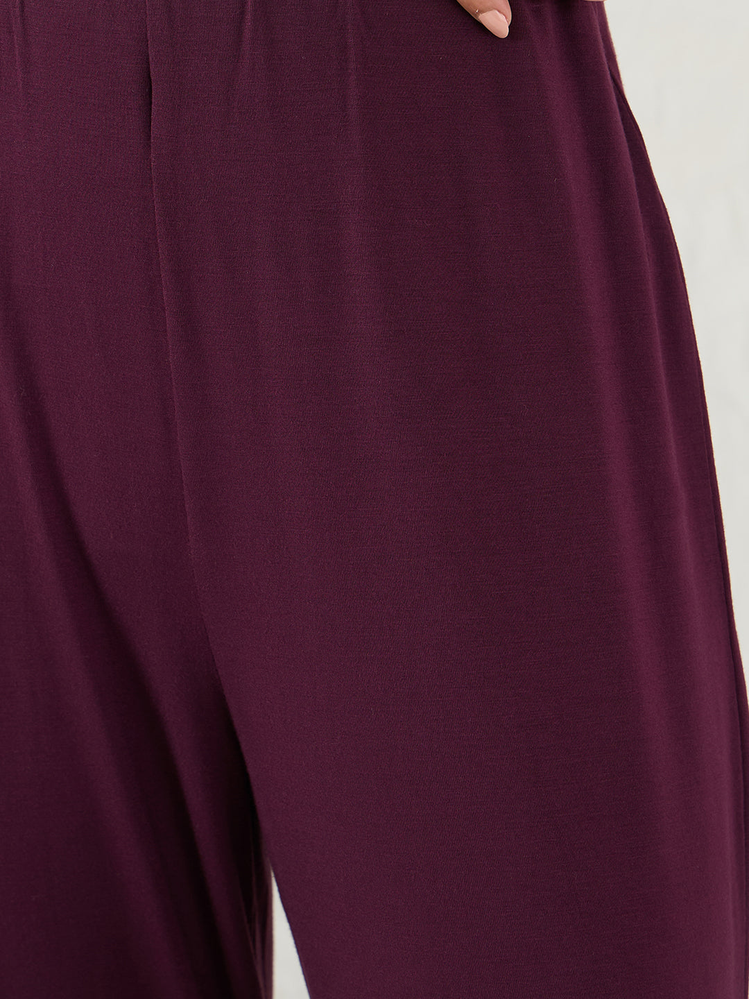 Bamboo Wine Knit Flared Pants