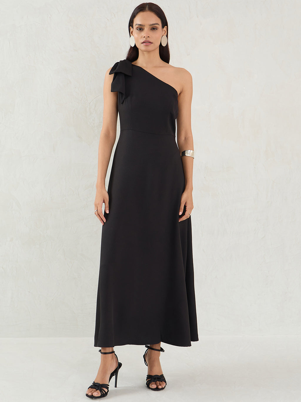 Have Faith Off-Shoulder Bow Sleeve Maxi Dress Black main image 1