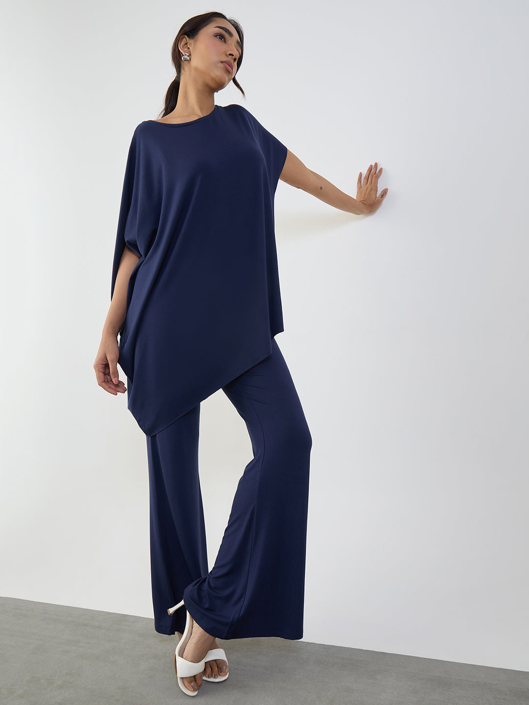 UltraSoft Bamboo Navy Flared Pants