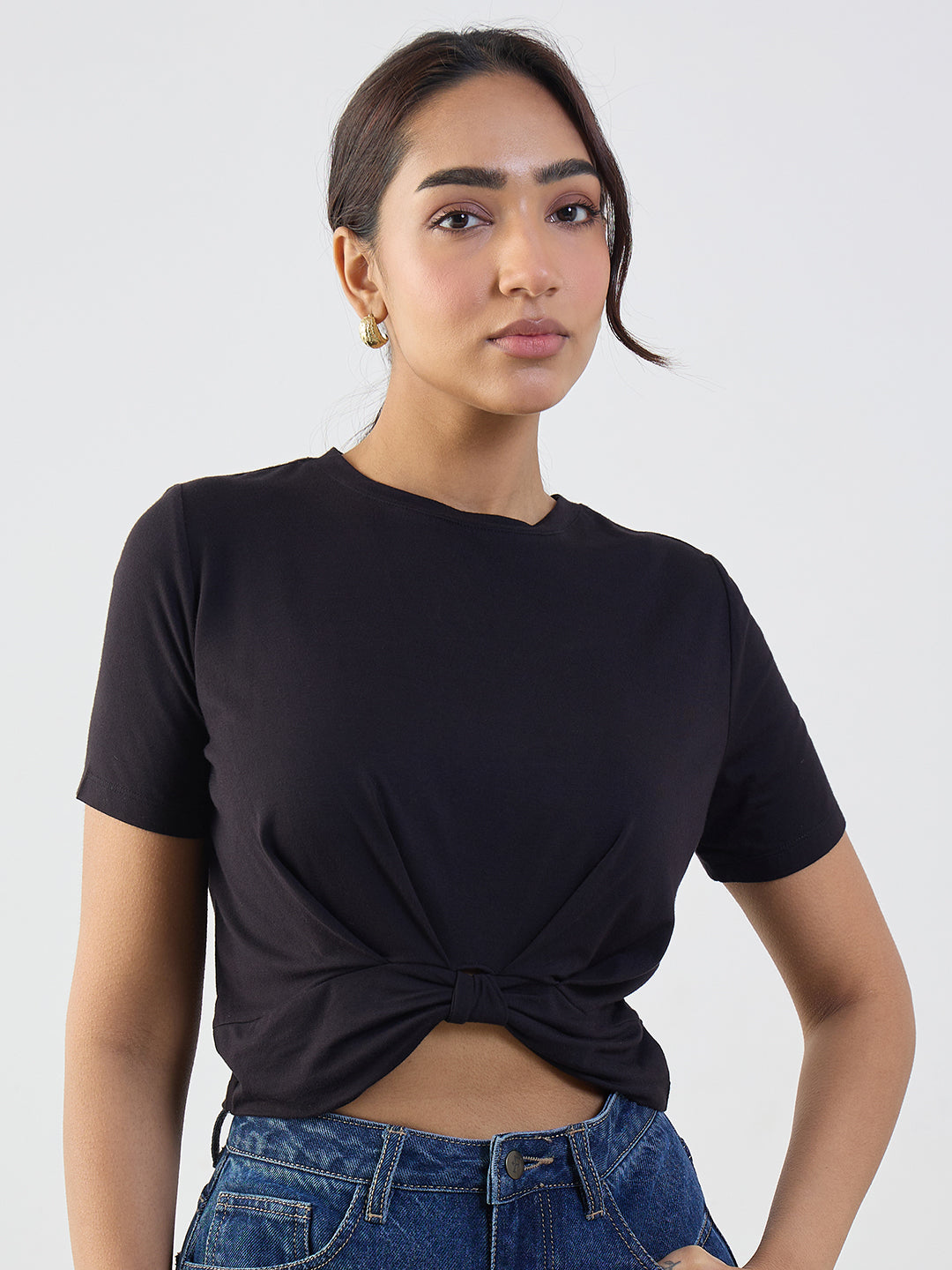Black Bamboo Knotted T Shirt