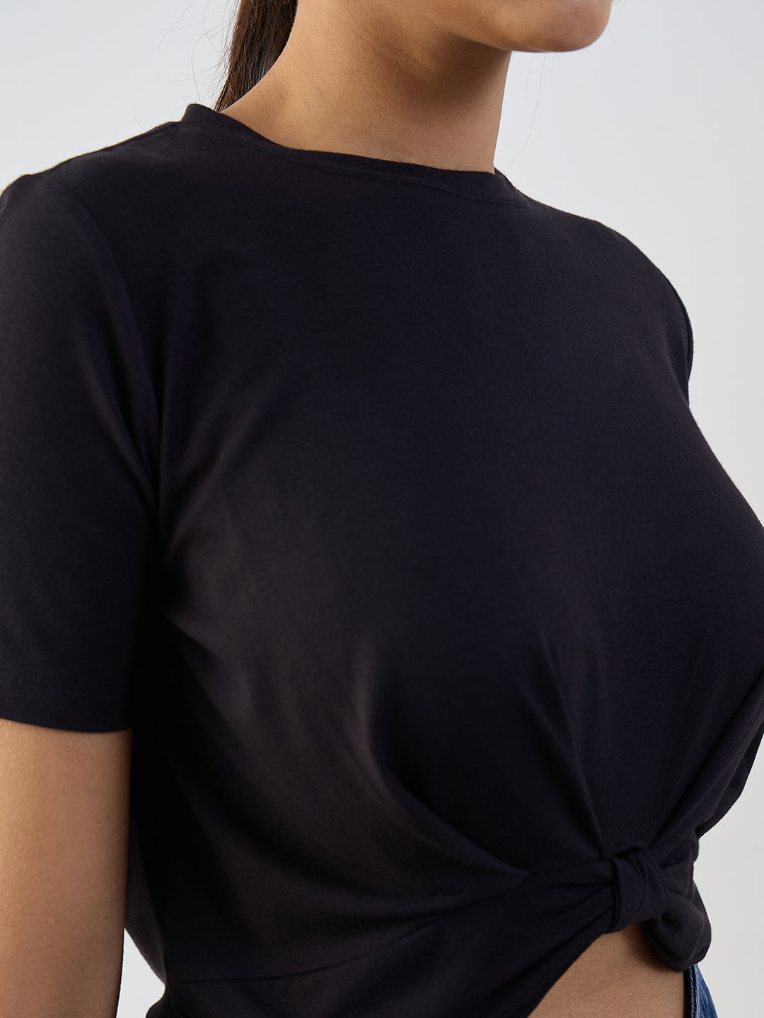 Black Bamboo Knotted T Shirt