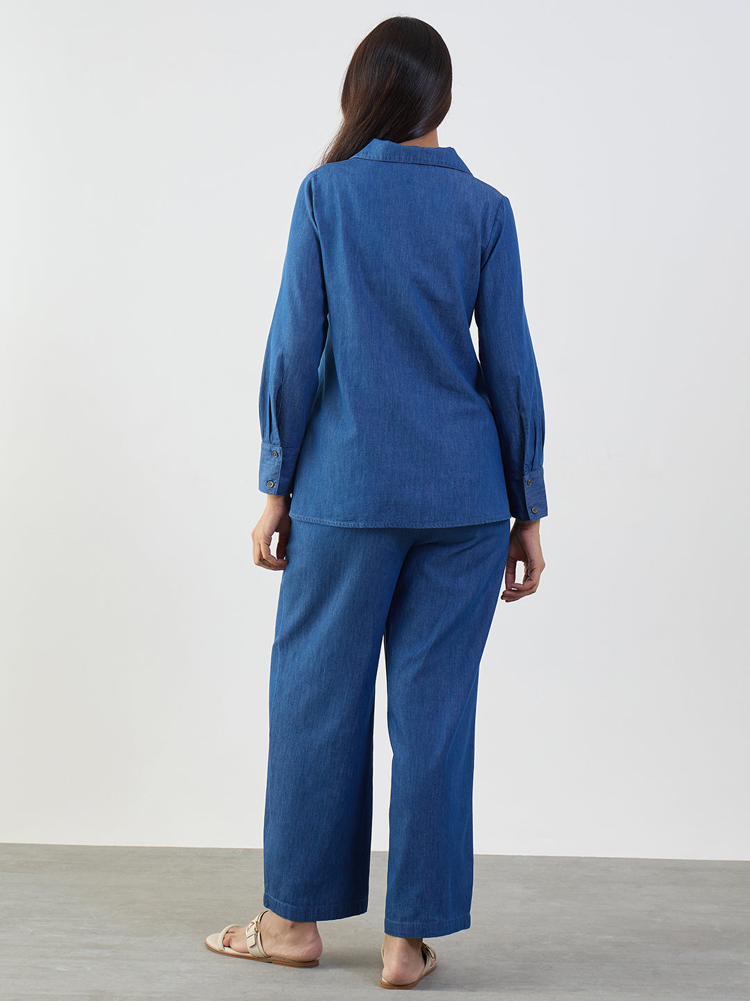 Navy Collared Top Denim Co-Ord