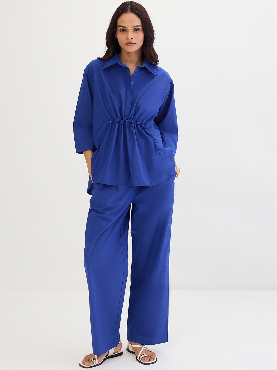 Royal Blue Poplin Shirt Co-Ord Set