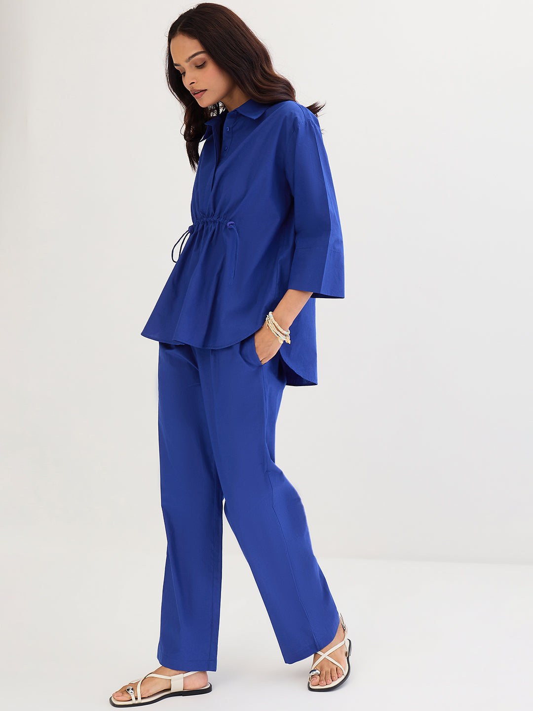 Royal Blue Poplin Shirt Co-Ord Set
