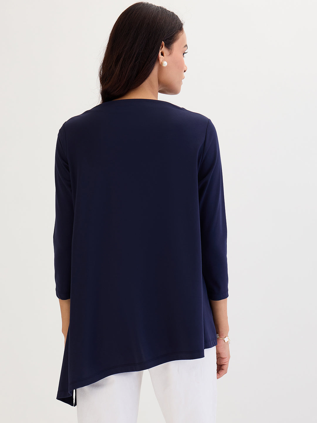 Navy Asymmetric Hem Top