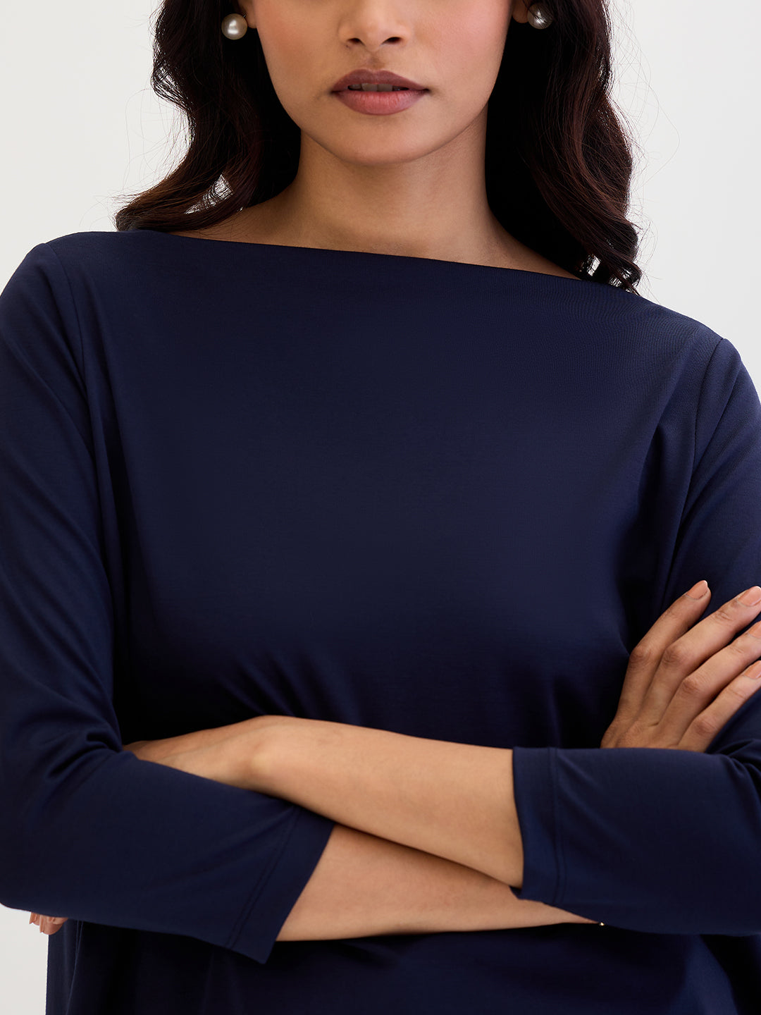 Navy Asymmetric Hem Top