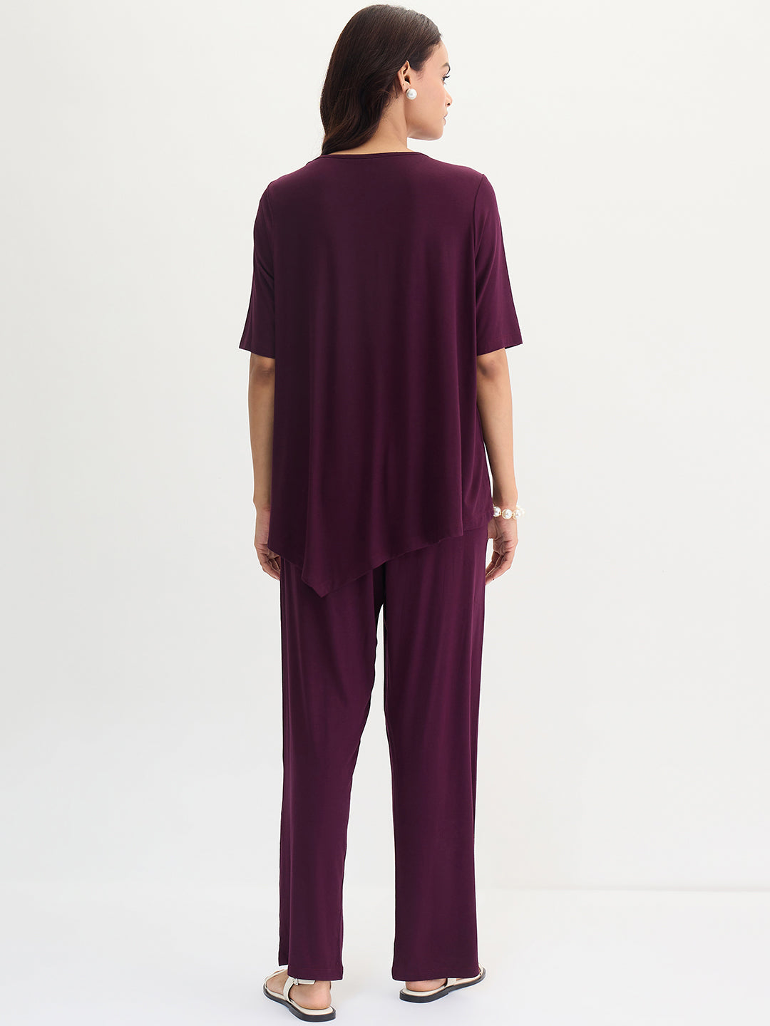 Bamboo Wine Knit Asymmetrical Co-Ord