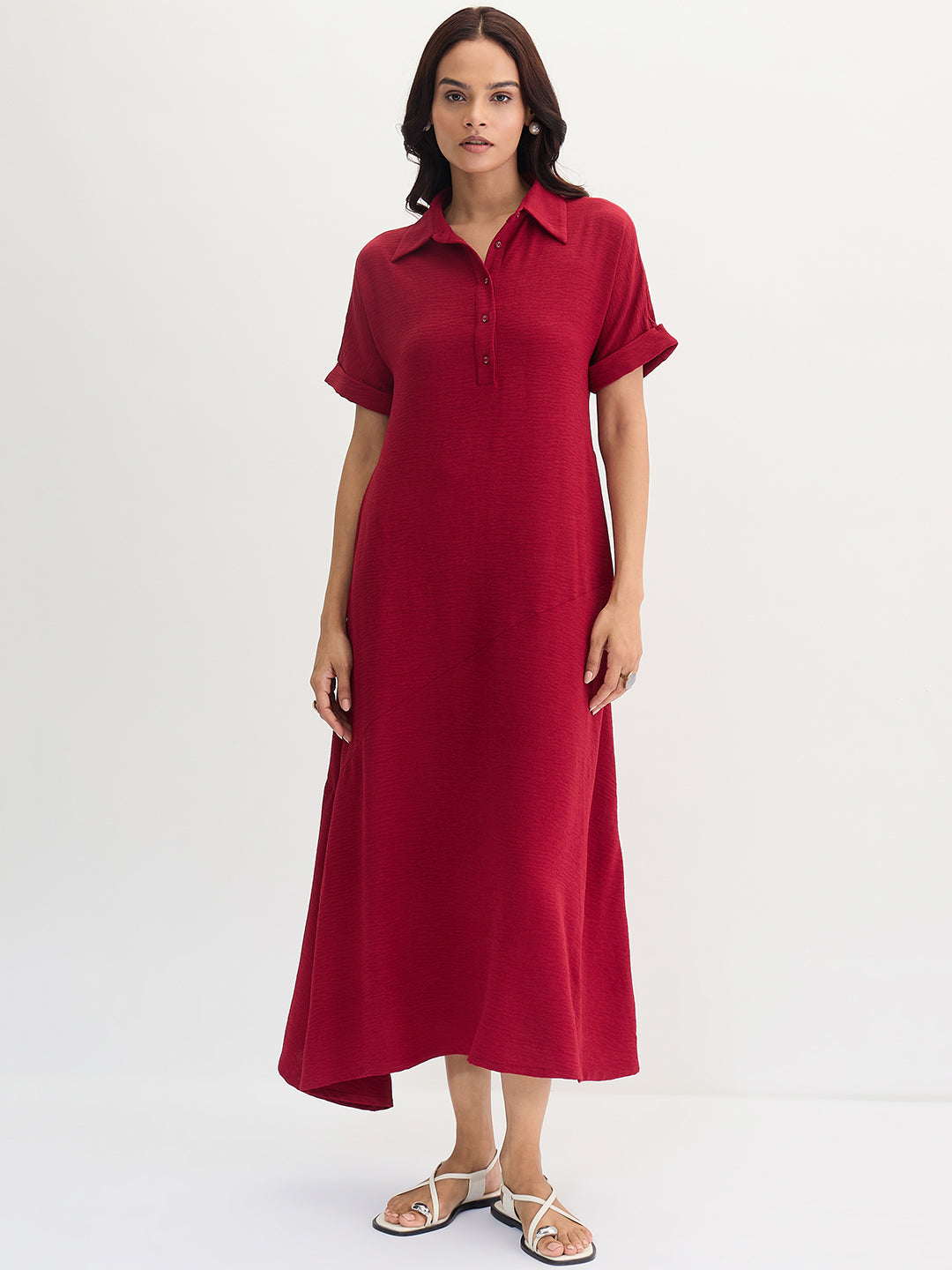 Maroon A-Line Maxi Dress
