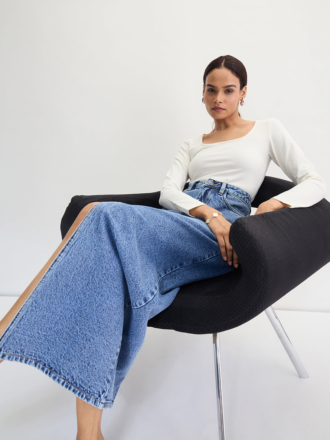 Mid-Blue Denim Maxi Skirt