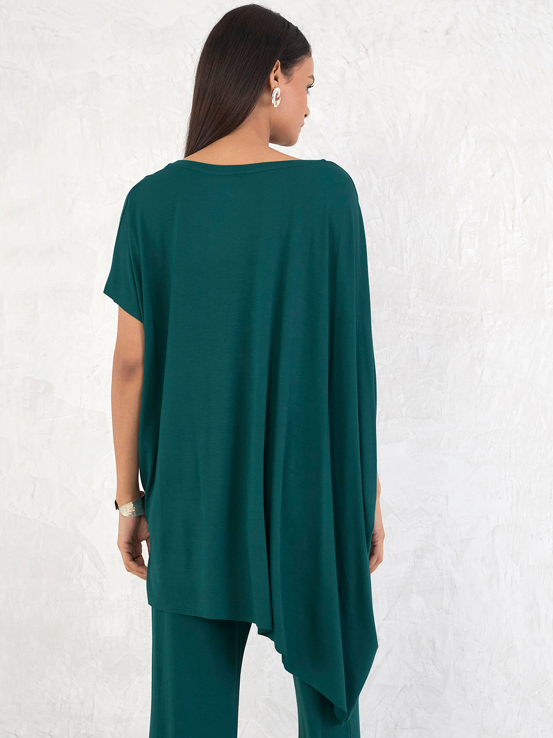 Bamboo Green Knit Asymmetrical Top