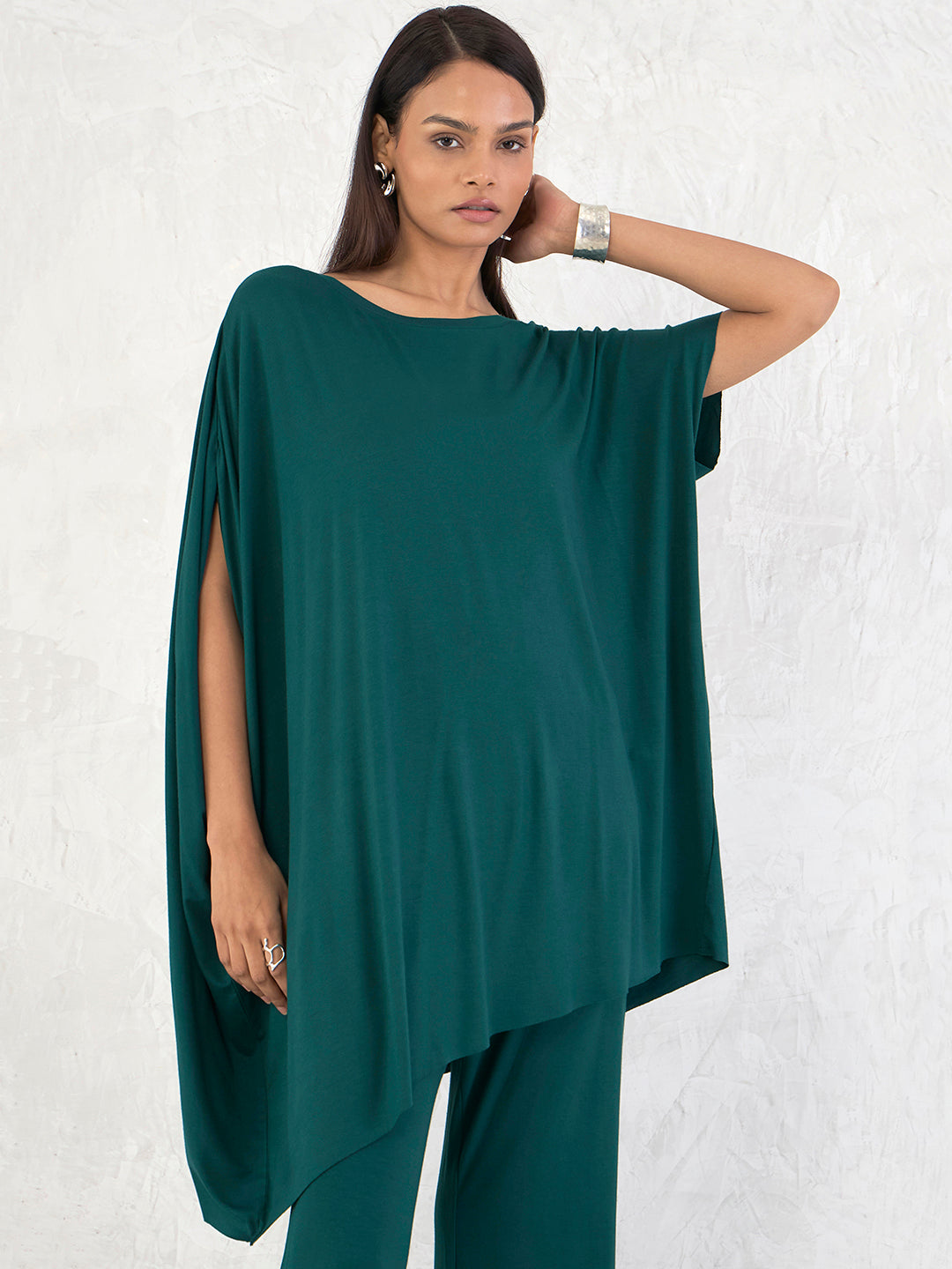 Bamboo Green Knit Asymmetrical Top