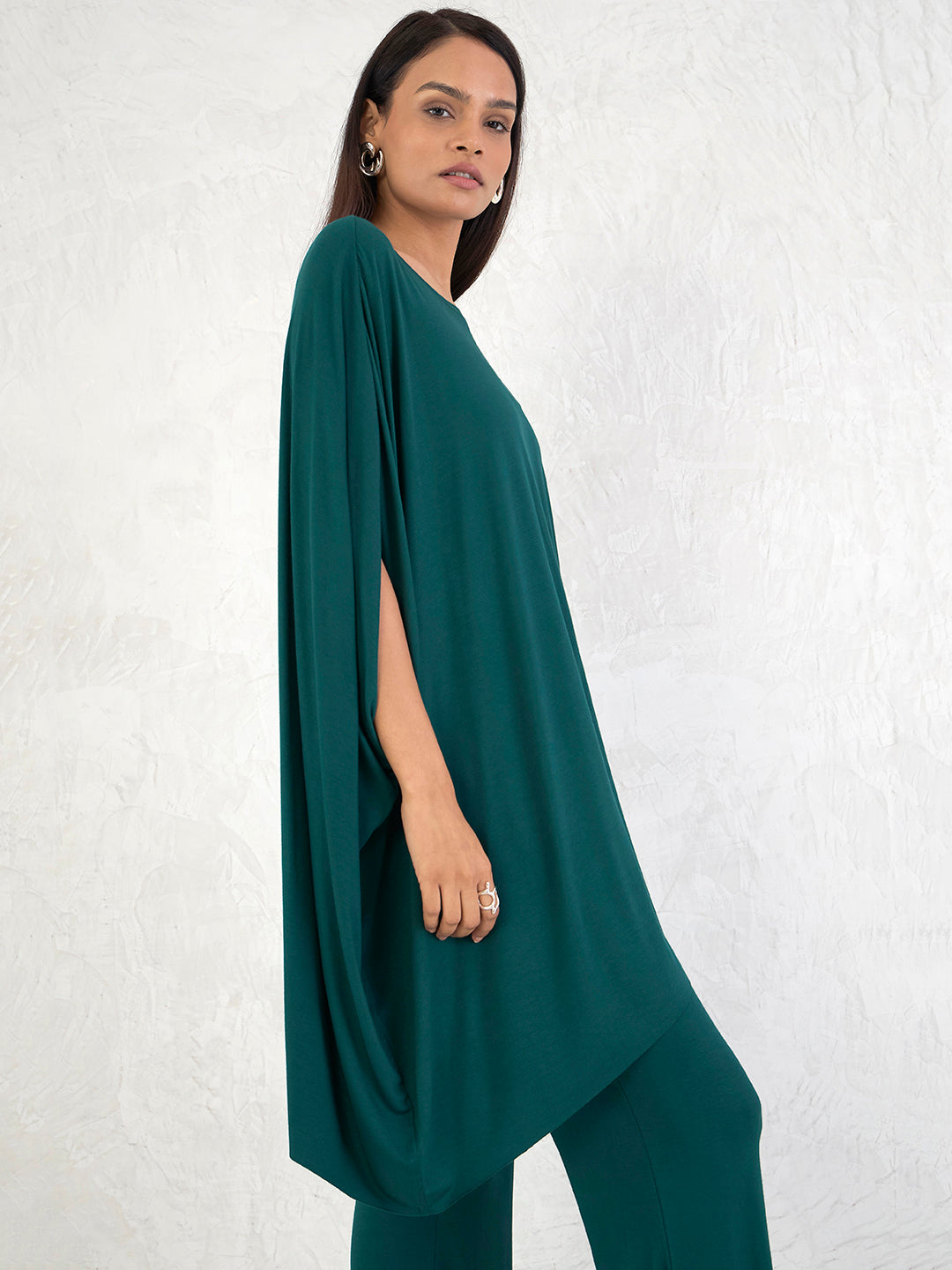 Bamboo Green Knit Asymmetrical Top