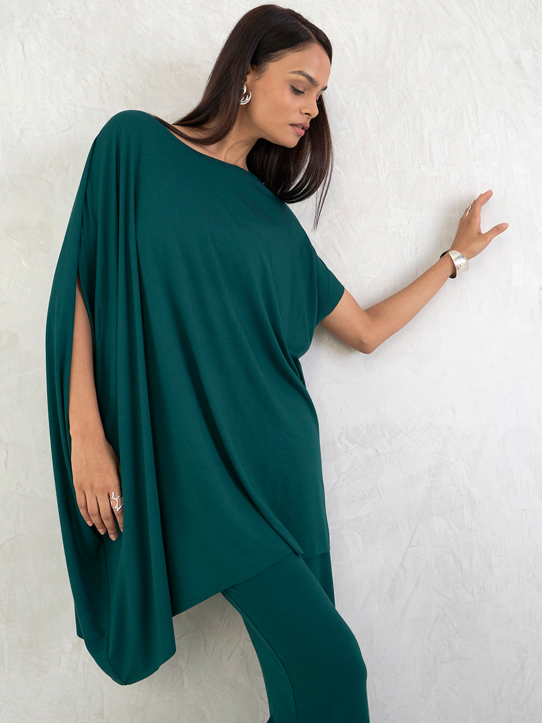 Bamboo Green Knit Asymmetrical Top