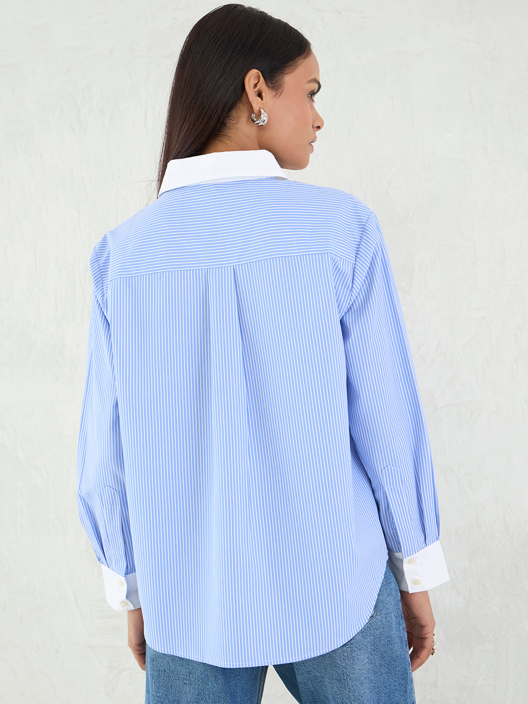 Blue Stripe Colorblock Shirt