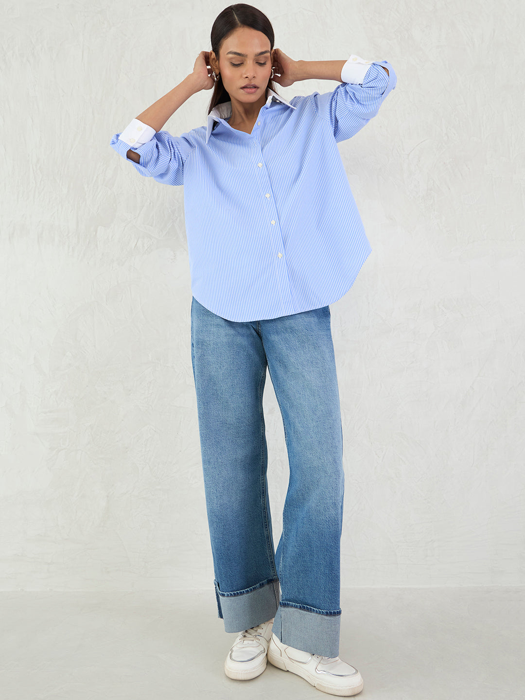 Blue Stripe Colorblock Shirt