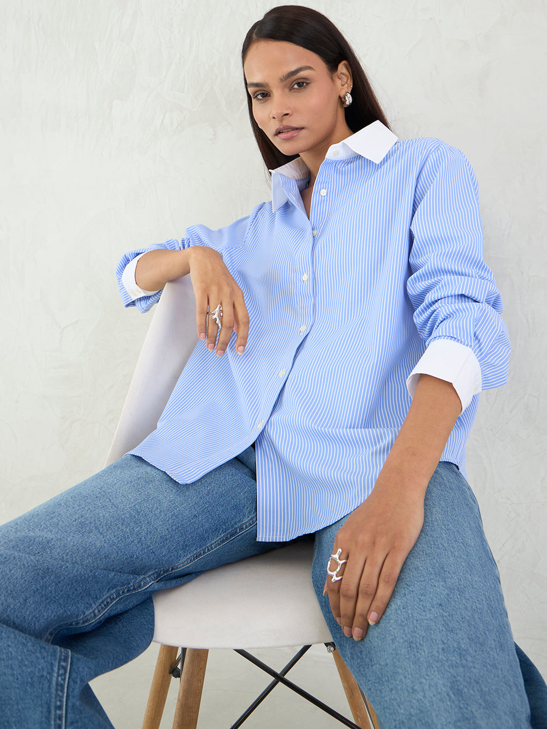 Blue Stripe Colorblock Shirt