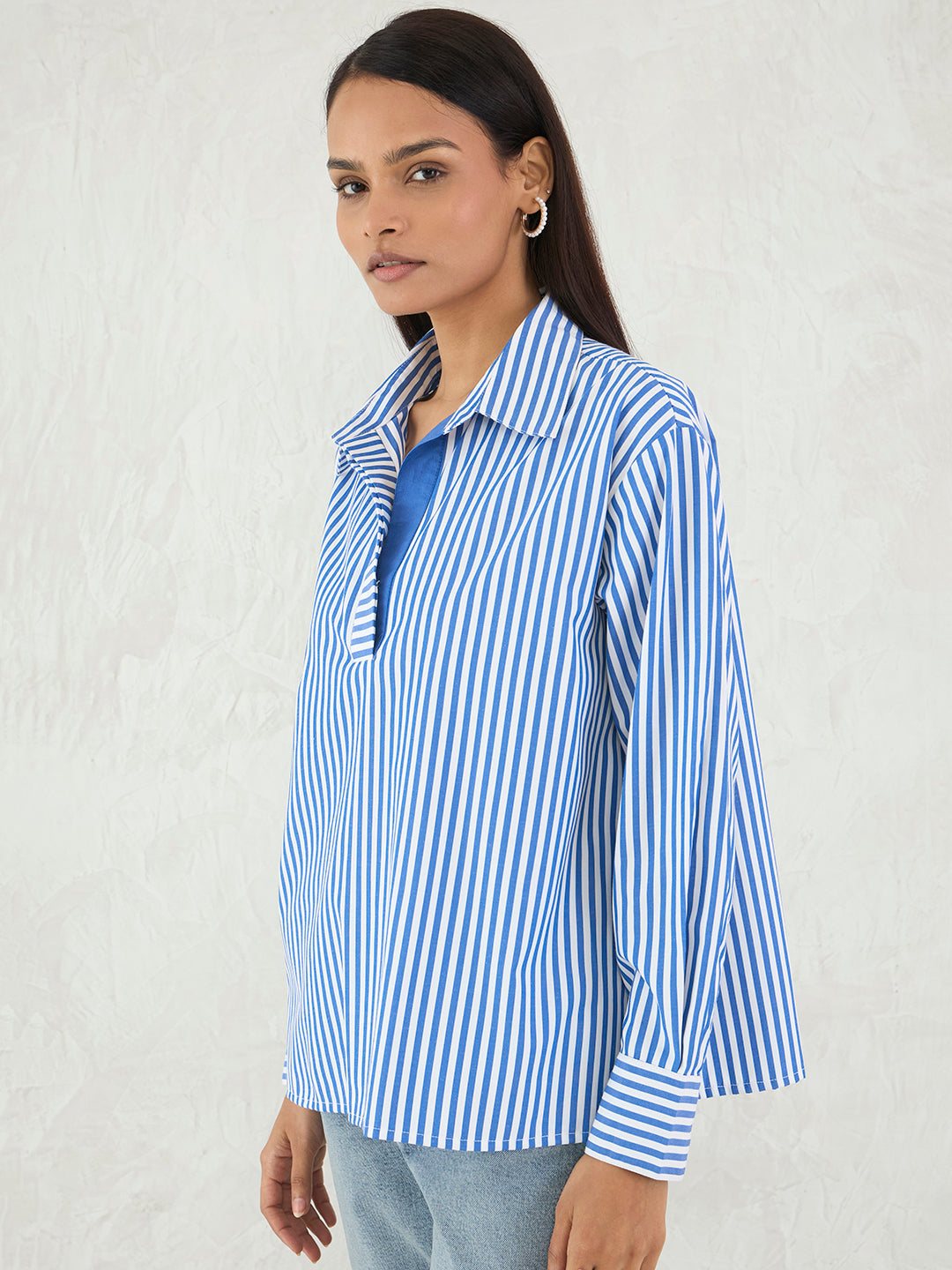 Navy Stripe Oversized Shirt