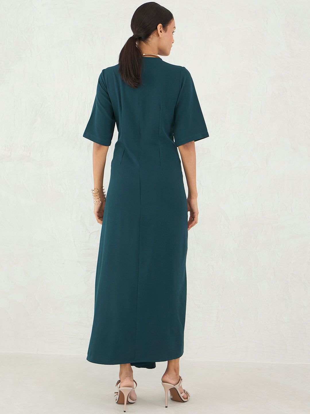 Forest Green Front Twisted Maxi Dress