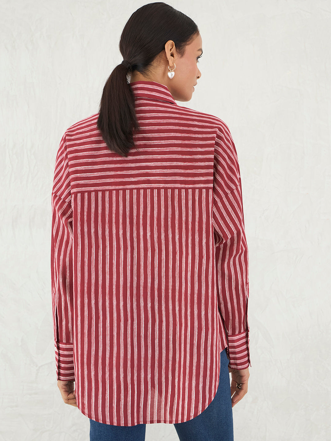Red Cotton Stripe Shirt