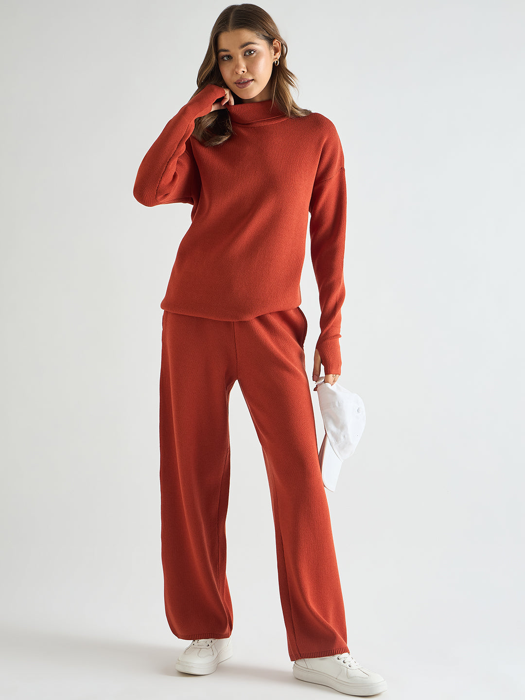 Rust Turtle Neck Knitted Co-Ord