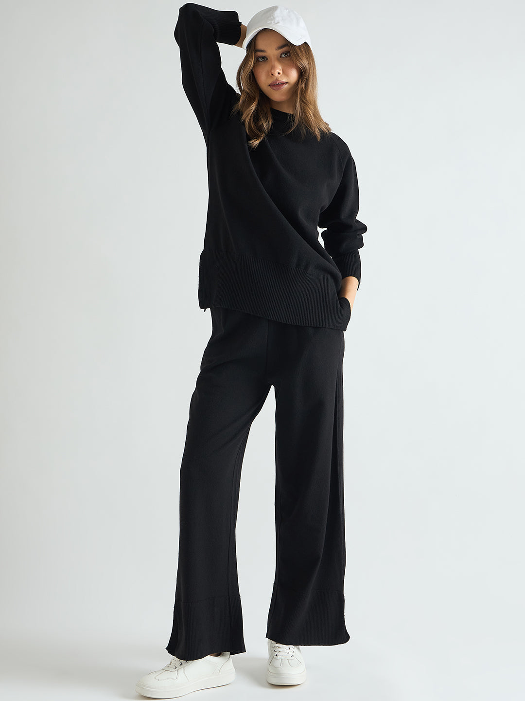 Black Raglan Sleeve Sweater Co-Ord