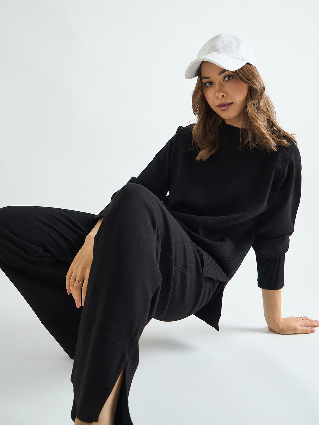 Black Raglan Sleeve Sweater Co-Ord