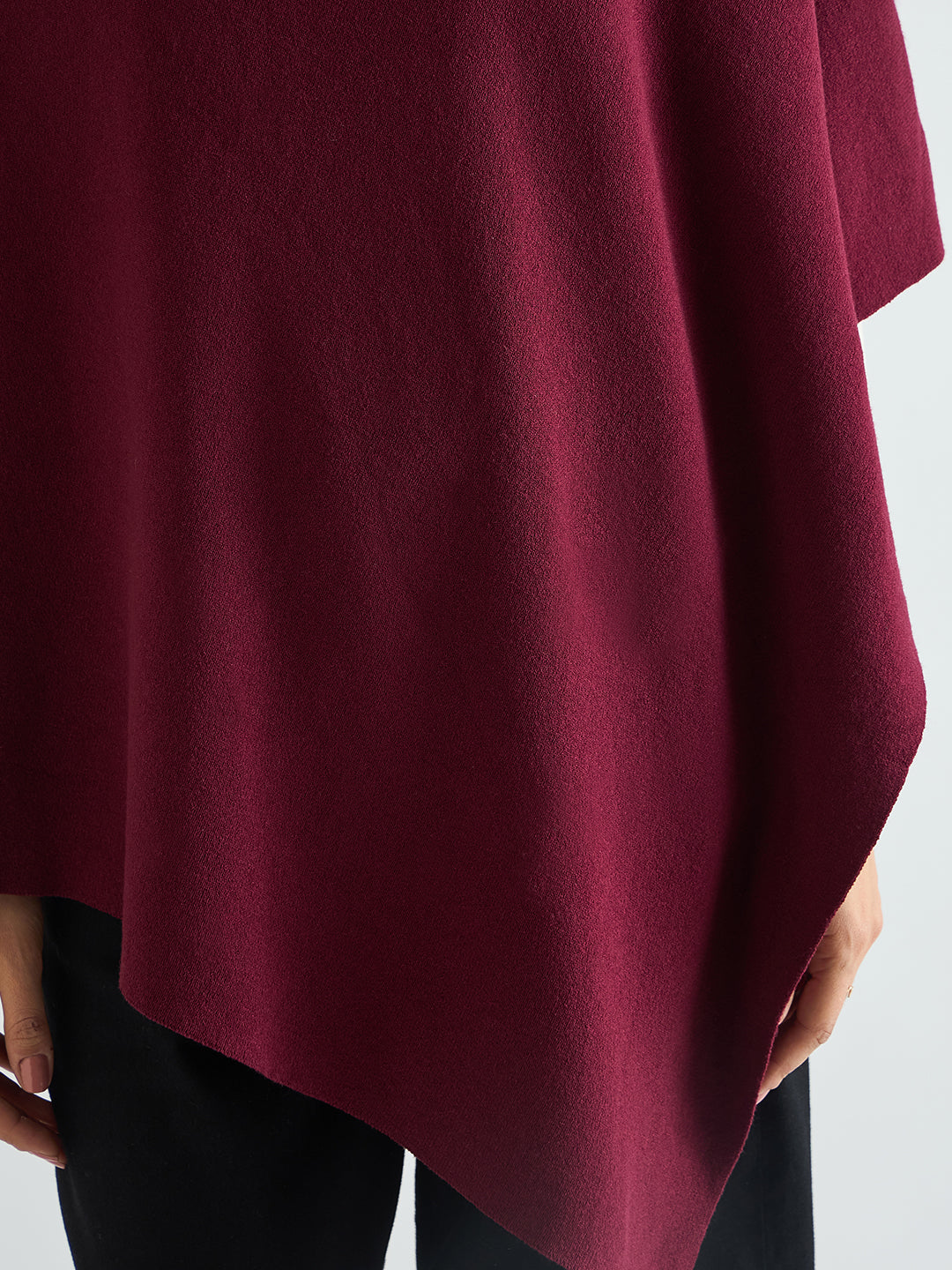 Wine Asymmetric Sweater Cape