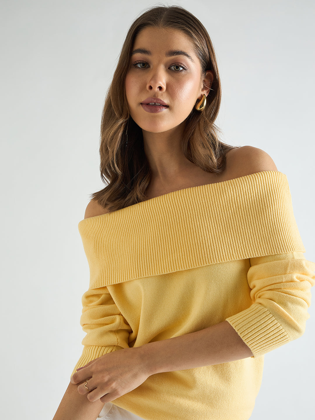 Butter Yellow Off Shoulder Sweater