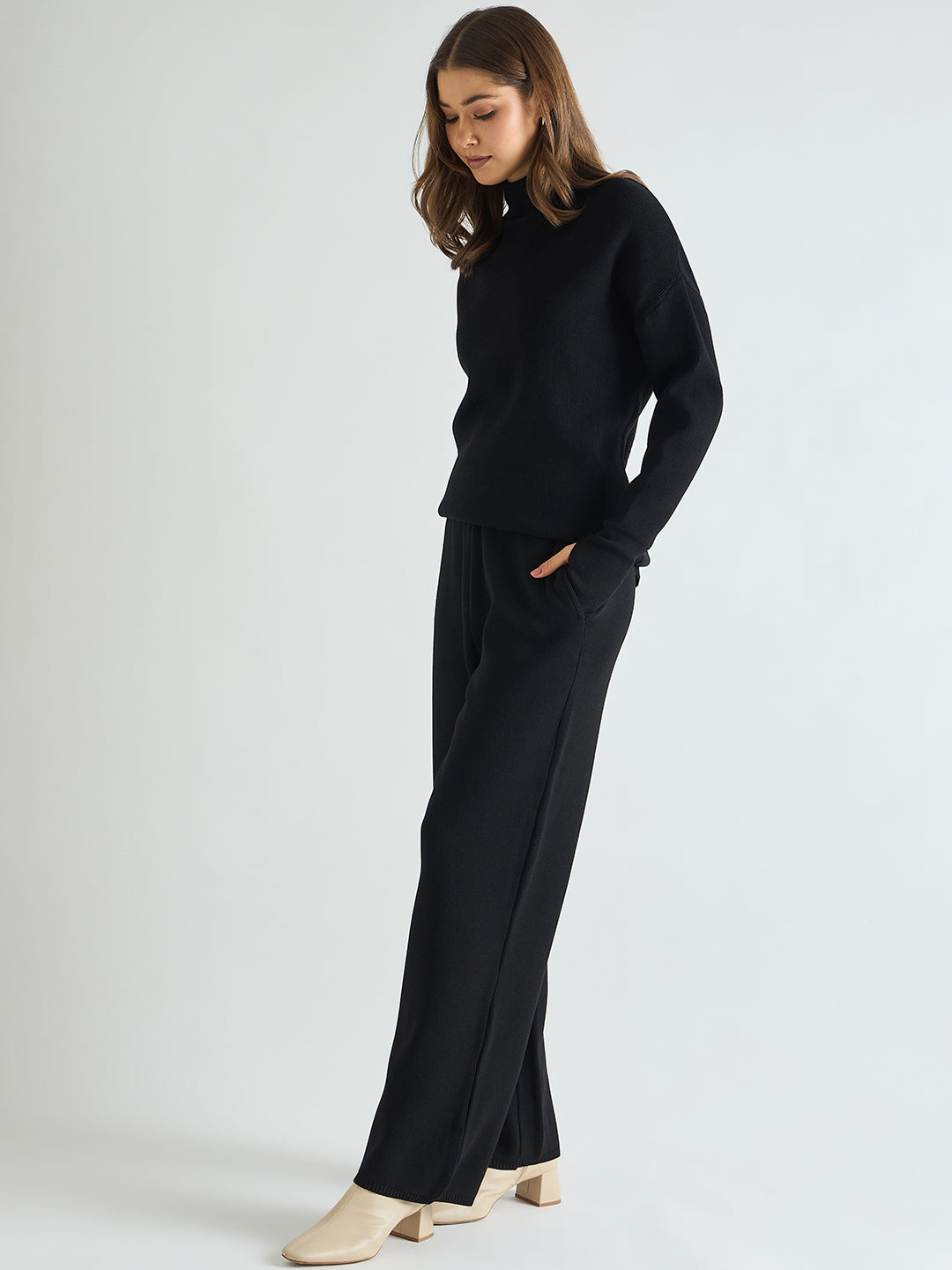 Black Turtle Neck Knitted Co-Ord
