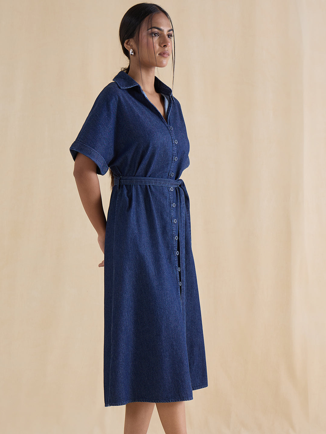 DenimClassic Navy Midi Shirt Dress
