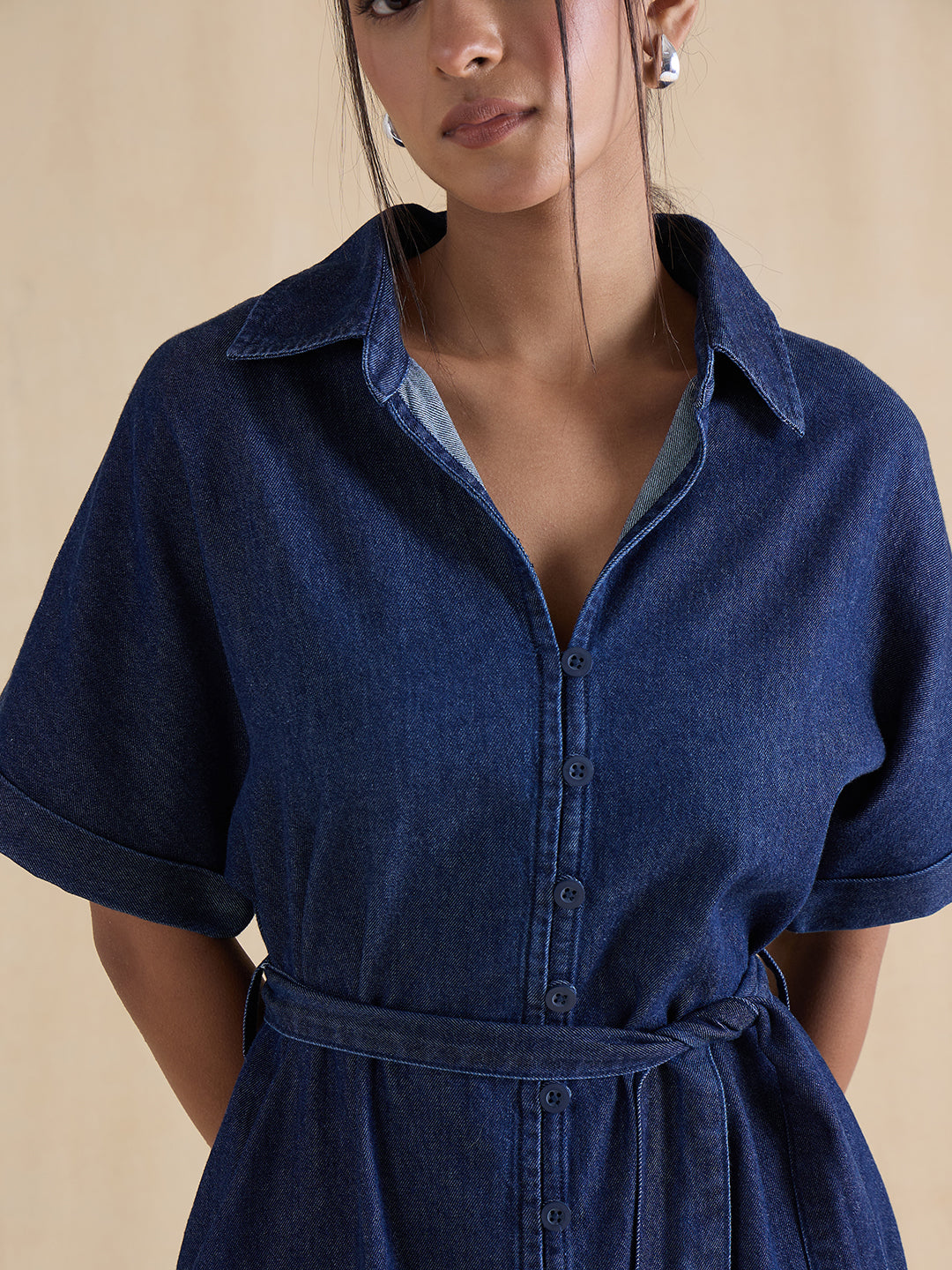 DenimClassic Navy Midi Shirt Dress